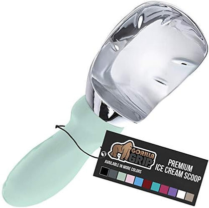  Gorilla Grip Large, Comfortable Handle, Heavy Duty Ice Cream Scoop, Professional Grade Scooper, Get Perfect Shape Scoops, Great For Spooning Frozen Hard Gelato And Sorbet, Cookie Dough, Melon, Aqua