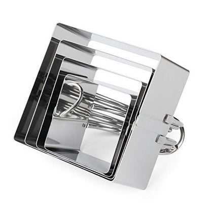  Square Biscuit Cutter Set (4 Pieces/Set), Stainless Steel Cookies Cutter With Handle, Professional Baking Dough Tools, Gift Package (Square)