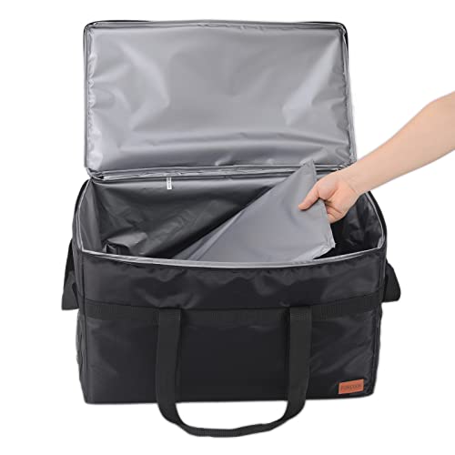  Insulated Food Delivery XXL Commercial Bag Grocery Bags Hot Bags For Delivery Waterproof - Premium Food Warmer Bag For Uber Eats And Doordash With Hard Bottom Black