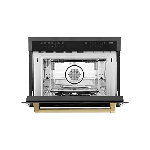  INE Autograph Edition 24" 1.6 Cu Ft. Built-in Convection Microwave Oven In Black Stainless Steel And Gold Accents