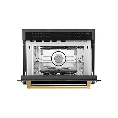  INE Autograph Edition 24" 1.6 Cu Ft. Built-in Convection Microwave Oven In Black Stainless Steel And Gold Accents