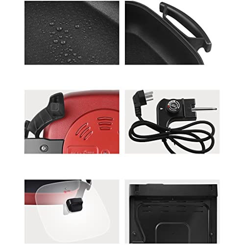  Family Size Rapid Heat Electric Skillet, Electric Ceramic Titanium Skillet, Easy To Clean, Non-stick Electric Skillet With Glass Vented Lid, Red