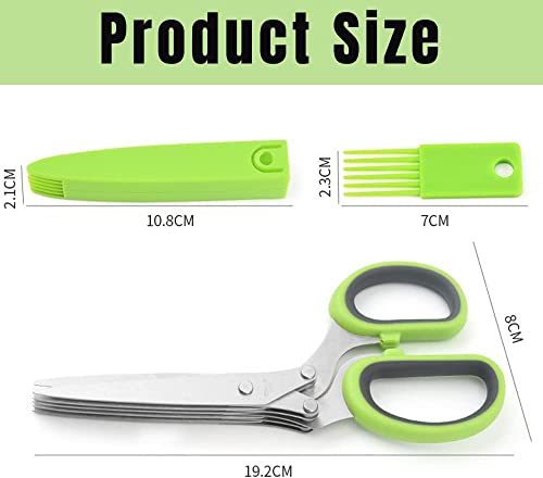  Erb Salad Scissors With 5 Blades And Cover - Cool Kitchen Gadgets - Cutter, Salad Chopper And Mincer - Sharp Heavy Duty Shears For Cutting, Shredding And Cooking Fresh Garden Herbs