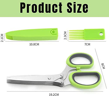  Erb Salad Scissors With 5 Blades And Cover - Cool Kitchen Gadgets - Cutter, Salad Chopper And Mincer - Sharp Heavy Duty Shears For Cutting, Shredding And Cooking Fresh Garden Herbs
