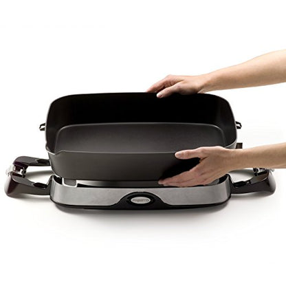 Presto 06852 16-Inch Electric Skillet With Glass Cover & 16-inch Electric Foldaway Skillet, Black