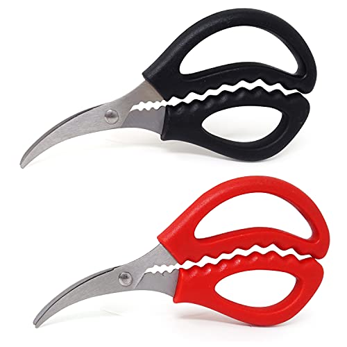  Onbay 2PCS Multifunctional Stainless Steel Shears Kitchen Seafood Scissors Fish Crab Shrimp Lobster Scissors Seafood Peeling Tools For Home (2 Color, 6")