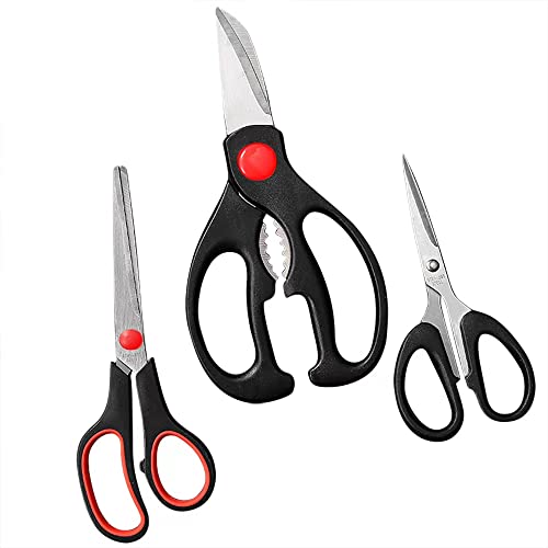  Itchen Scissors Set, Kitchen Scissors With Sharp Stainless Steel Blades And Soft Handles, Include One Poultry Shears And Two Different Sizes Of Cooking Scissors, Perfect Kitchen Partner