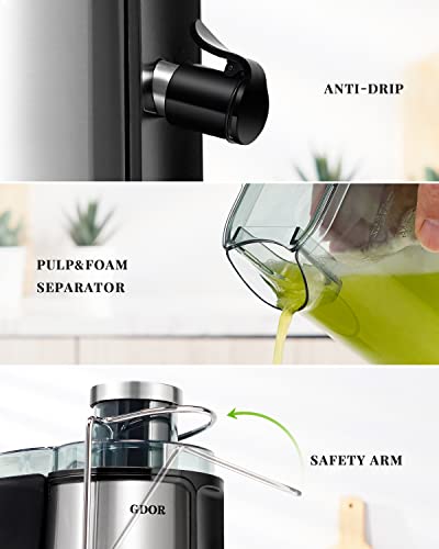  Juicer Machines With 1000W Motor, Extra Wide 3” Feed Chute Juicer, Juice Extractor For Whole Fruits And Vegetables, Easy To Clean Juice Maker, Centrifugal Juicer, BPA-Free, Anti-Drip, Silver