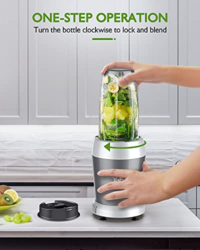  Personal Blender For Shakes And Smoothies, 700W 6-Blade Smoothie Blender For Frozen Fruit And Ice, With 1 28 Oz Travel Bottle, 1 To-Go Lid, BPA Free & Dishwasher Safe (Gray/Silver)