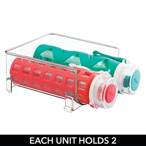  MDesign Plastic Stackable 2 Bottle Storage Holder Rack - Bottle Organizer For Home, Kitchen Countertop, Cabinet, And Pantry - Holds Water Bottles For Storage, Perfect For Tumbler Cup - 8 Pack - Clear