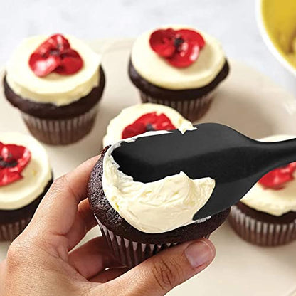  Silicone Spatula Set, Heat-Resistant Non-Stick One Piece Design Spatula For Cooking, Baking And Mixing, Dishwasher Safe, Set Of 4 Black