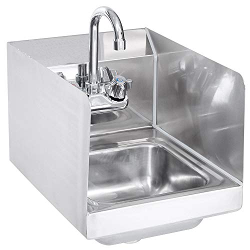  Commercial Stainless Steel Wall-Mount Hand Sink With Side Splash - NSF