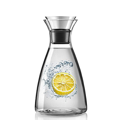  55 Oz Heat Resistant Borosilicate Water Carafe Glass Pitcher With Stainless Steel Flow Lid
