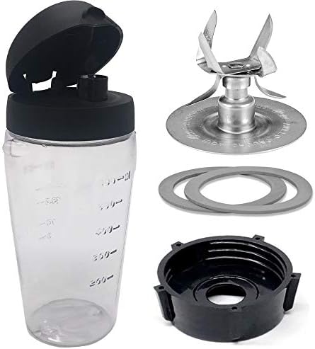  Blender Blend-N-Go Smoothie Kit: Ice Crusher Blade With Bottle Cup And Lid For Oster Blender Blend-N-Go Smoothie Blender (3, PETG+6 SS Blade)