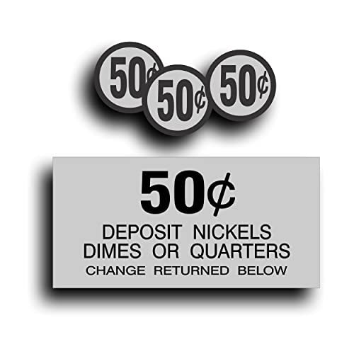  Restoration Decal Sticker For Vintage Soda Pop Soft Drink Vending Coin Change Slot Compatible With Dixie Narco Pepsi, Coca Cola Machine 50 Cent - 2.188 X 4.5 Inch Plus 3 Round Decals