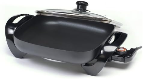  Cuisine EG-1220G 12-Inch Non-Stick Electric Skillet With Glass Lid, Black