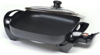  Cuisine EG-1220G 12-Inch Non-Stick Electric Skillet With Glass Lid, Black
