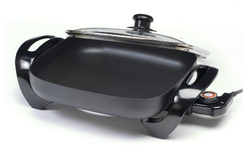  Cuisine EG-1220G 12-Inch Non-Stick Electric Skillet With Glass Lid, Black