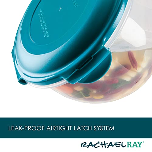  Leak-Proof Nestable Container Food Storage Bin Set, 10-Piece Round, Teal Lid