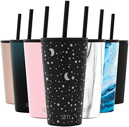  Insulated Tumbler With Lid And Straw | Iced Coffee Cup Reusable Stainless Steel Water Bottle Travel Mug | Gifts For Women Men Her Him | Classic Collection | 16oz | Rose Gold