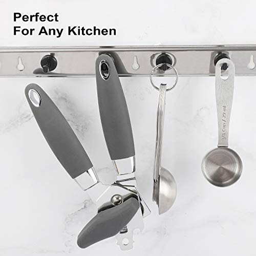  Can Opener Manual Heavy Duty, Can Opener Smooth Edge, Stainless Steel Sharp Blade, Good Soft Grips, Anti-slip Handle Gray
