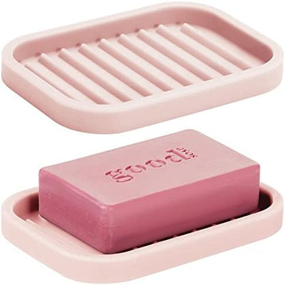  Silicone Kitchen Sink Storage Organizer Holder Tray For Sponges, Soap, Scrubber - Ribbed Base, Quick Dry, Waterproof, Non-Slip, Durable, Heat Resistant - Linelle Collection, 2 Pack, Black