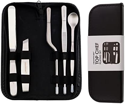  Professional Chef Plating Kit, 10 Piece Culinary Plating Set, Black, Stainless Steel (10 Piece, Black)