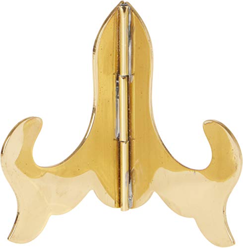  Hinged Brass Plate Stand, 3" H X 3.25" W X 2.5" D (For Plates Up To 4.75")
