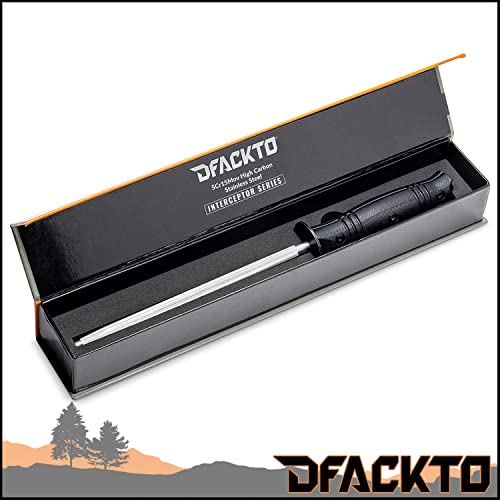  Premium Rugged 8 Inch Honing Steel For Kitchen And Camping, Stainless Steel, G10 Handles, Black, Cutlery, Tactical Knife Sharpener