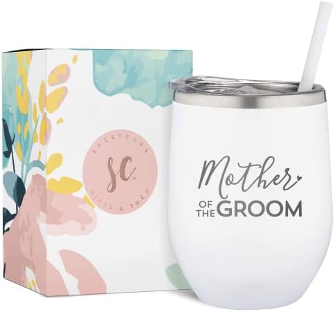  Mother Of The Bride Engraved Stainless Steel Tumbler Cup With Lid And Straw - Gift For Mom - Bride, Bridal Shower, Wedding, Engagement Party - Mom's Travel Tumbler - Travel Mug For Bride's Mom