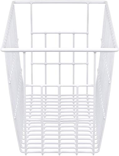  IPEGTOP Freezer Baskets, Set Of 4 Farmhouse Metal Wire Basket Freezer Storage Wire Baskets Organizer Wire Storage Basket For Kitchen Pantry Organizer Bins (White)