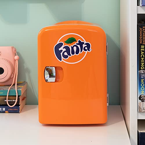 Coca-Cola Fanta FA04 4 Liter/4.2 Quarts 6 Can Portable Mini Cooler/Fridge For Food, Beverages, Orange