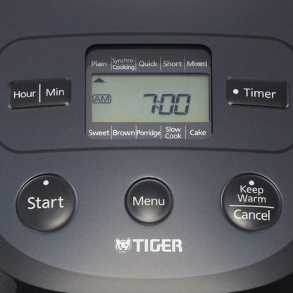 TIGER JBX-A18U 10-Cup Capacity Easy-to-Clean Micom Electric Rice Cooker With Tacook Cooking Plate, Scratch Resistant Inner Pot And Steam Gasket (Black And Stainless Steel)