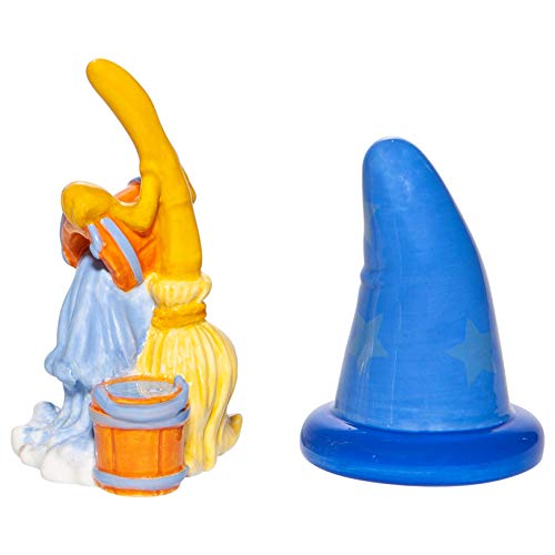Enesco Disney Ceramics Fantasia Sorcerer Hat And Broom Salt And Pepper Spice Shaker Set, 3.5 Inch, Multicolor