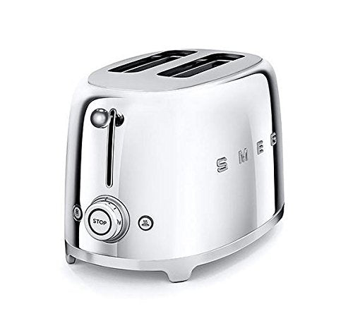 Smeg TSF01SSUS 50's Retro Style Aesthetic 2 Slice Toaster, Chrome