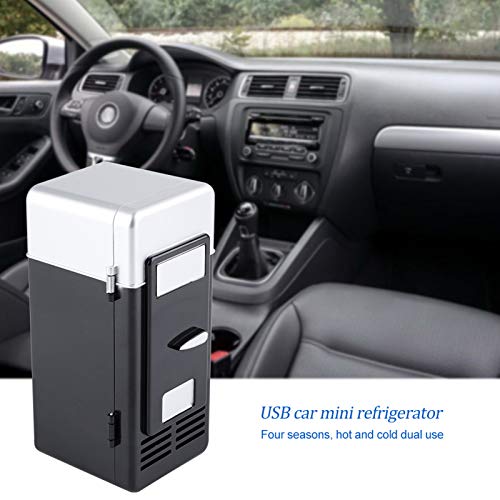  Mini Portable Compact Personal Fridge Cooler USB Office Dual-Use Portable Refrigerator Drink Cooler For Home Office Car Dorm(Black)