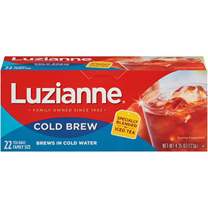  Cold Brew Black Tea Bags, Family Size, Unsweetened, 22 Count Box, Specially Blended For Cold Brew In Water, Clear & Refreshing Home Brewed Southern Iced Tea