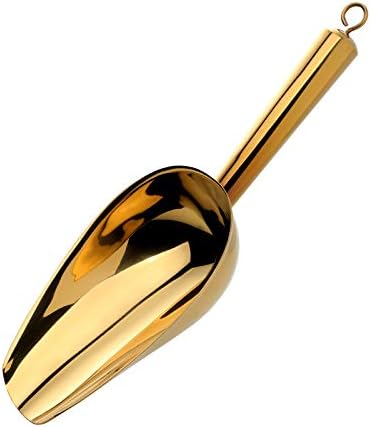  Stainless Steel Ice Scoop, Thickened Metal Food Candy Scoop For Kitchen Bar Party Wedding, Heavy Duty, Mirror Finish - Rose Gold