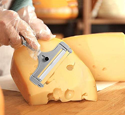  1PCS Stainless Steel Cheese Slicer With Wire And Rollers Adjustable Thickness Cheese Cutter Kitchen Cooking Tool For Soft, Semi-Hard, Hard Cheeses