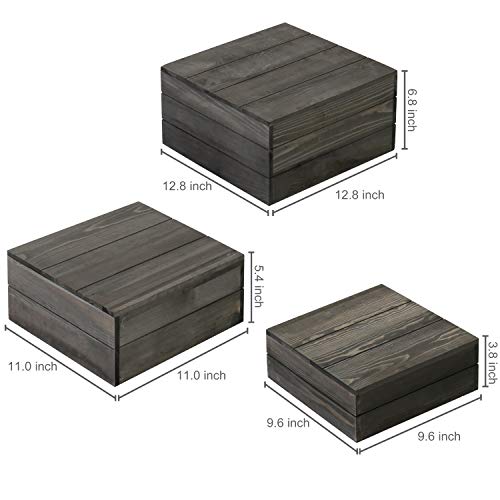  Crate Style Wood Cupcake Stand, Vintage Gray Wooden Cake Stand Dessert Appetizer Display Riser, Set Of 3