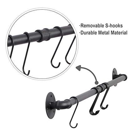  OROPY 39 Inch Pot Bar Rack Wall Mounted Detachable Pans Hanging Rail Kitchen Lids Utensils Hanger With 14 S Hooks Black