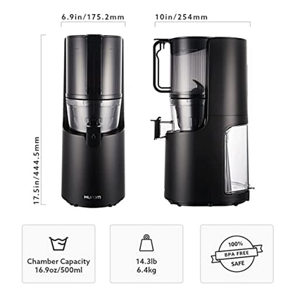  H-200 Easy Clean Electronic Juicer Machine (Silver) - Self Feeding Slow Juicer W Big Mouth Hopper To Fit Whole Fruits & Vegetables - Healthy Living - Rinse Clean No Scrub BPA Free Easy Assembly