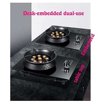  Gas Cooker, 1 Gas Cooker, 5.2KW 9-chamber Wok With Timer Function, NG/LPG Conversion Gas Cooker, Black Tempered Glass, Free-standing Cooker For Camping (Size : LPG)