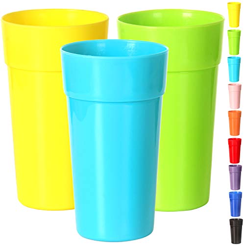  9 Pack Plastic Tumblers, Unbreakable Drinking Glasses, Plastic Cups In 9 Assorted Colors (32 Ounce)