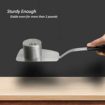  Stainless Steel Flexible Spatula Turner, VOVOLY Thin Metal Spatula For Cast Iron Skillet, Thin Blade And Heat Resistant Silicone Handle, Great For Egg, Cookie, Meat, Crep, Medium