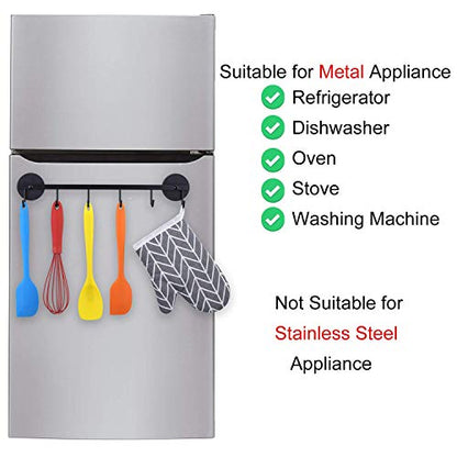  6 Hooks Magnetic Utensil Holder Untensil Rack Tool Hanger Organizer For Refrigerator, Metal Cabinet, Metal Stove, Grill, BBQ