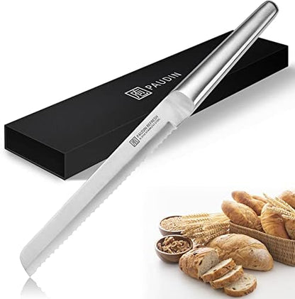  Bread Knife 8 Inch, Ultra Sharp Serrated Knife, Bread Knife For Homemade Bread, German High Carbon Stainless Steel Professional Grade Serrated Bread Knife, With Ergonomic Handle And Gift Box