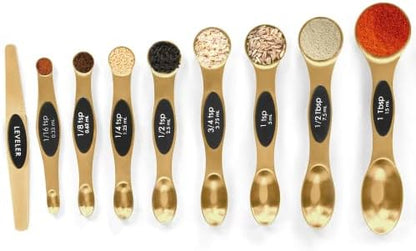  Magnetic Measuring Spoons Set Stainless Steel With Leveler,Multicolors Measuring Cups And Spoon Set Kitchen Gadgets Apartment Essentials Fits In Spice Jars,Stackable Metal Tablespoon Spoon For Baking