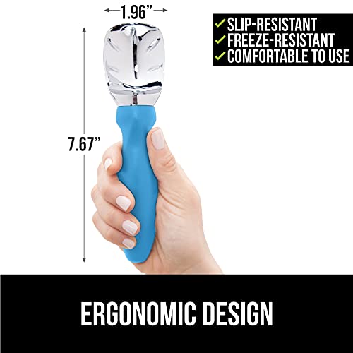  Gorilla Grip Large, Comfortable Handle, Heavy Duty Ice Cream Scoop, Professional Grade Scooper, Get Perfect Shape Scoops, Great For Spooning Frozen Hard Gelato And Sorbet, Cookie Dough, Melon, Aqua
