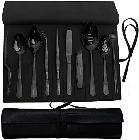  Professional Chef Plating Kit, 10 Piece Culinary Plating Set, Black, Stainless Steel (10 Piece, Black)
